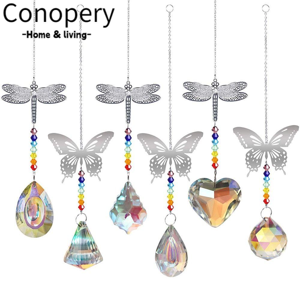 Conopery Lăng kính pha lê, bướm treo mặt dây chuyền bắt nắng, quà tặng chuồn chuồn trang trí cửa sổ