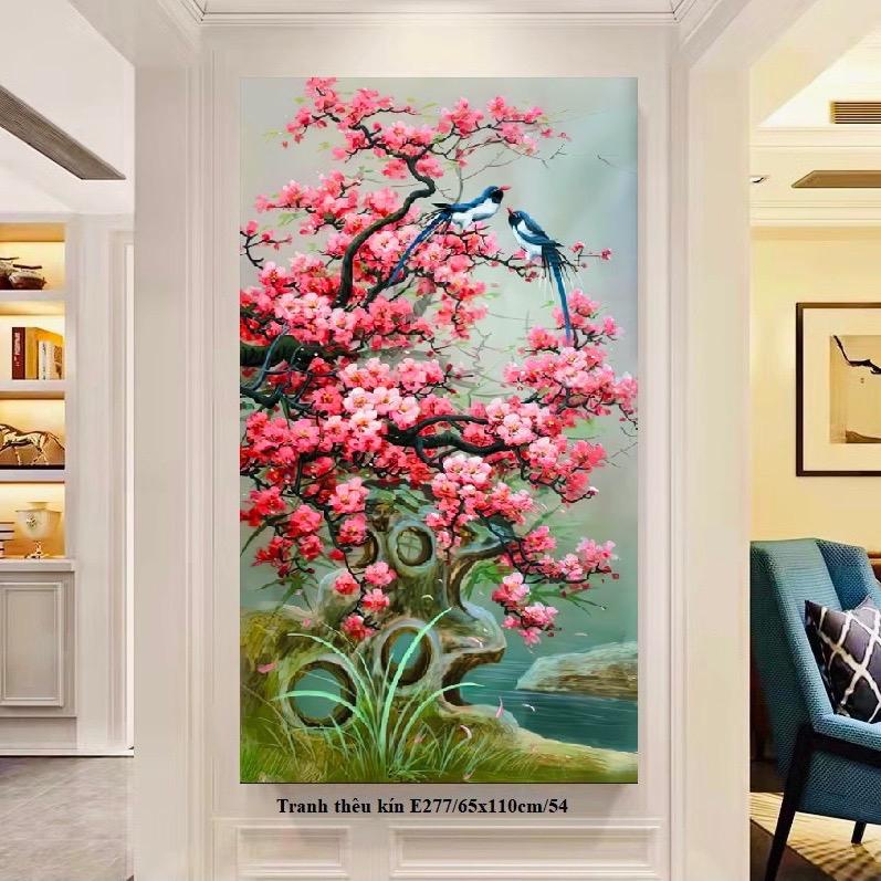 Tranh Thêu Kín Mẫu Mới Hoa Đào E277(65*110cm)
