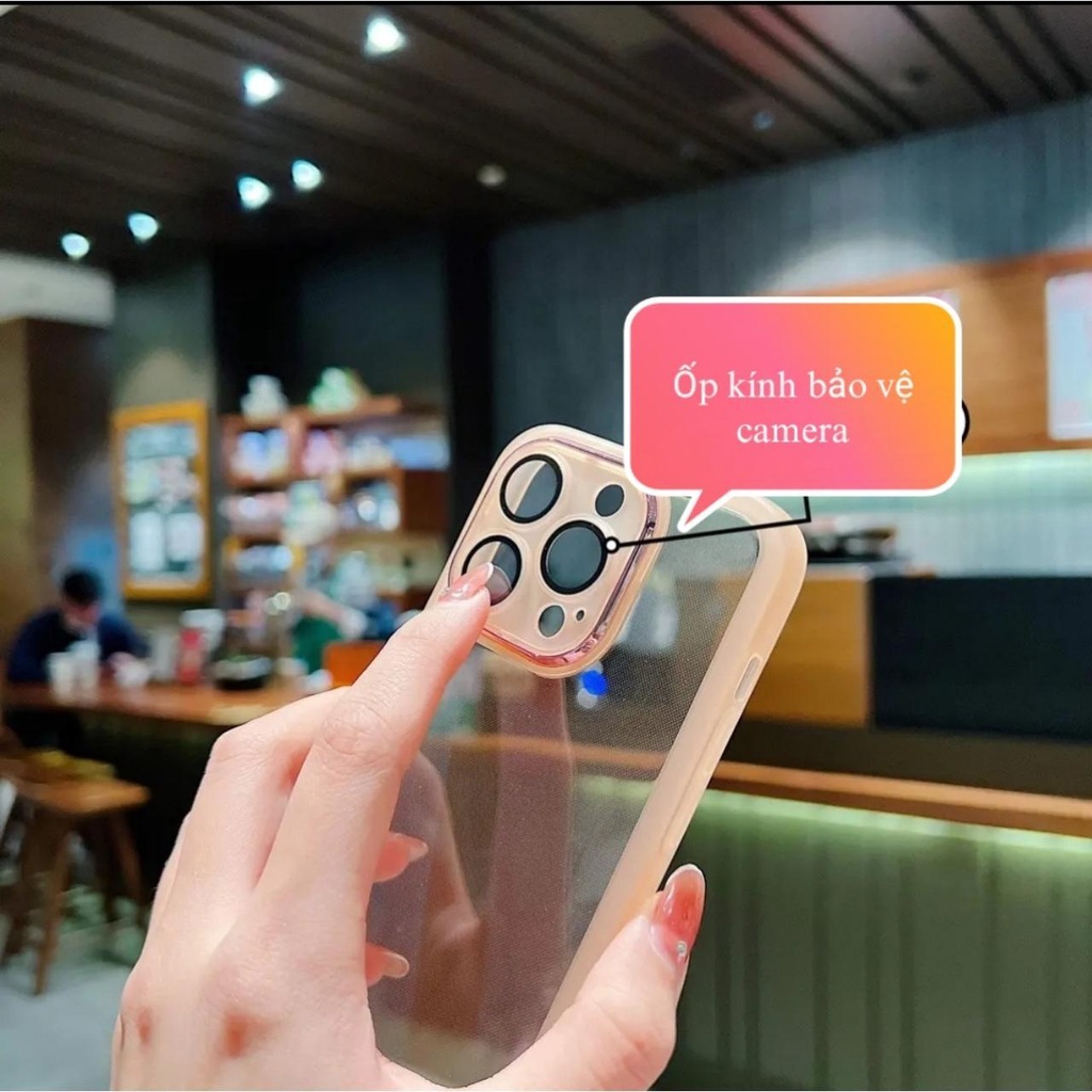Ốp lưng dùng cho Iphone,Xiaomi dẻo viền nhám có mắt kính bảo vệ camera VND
