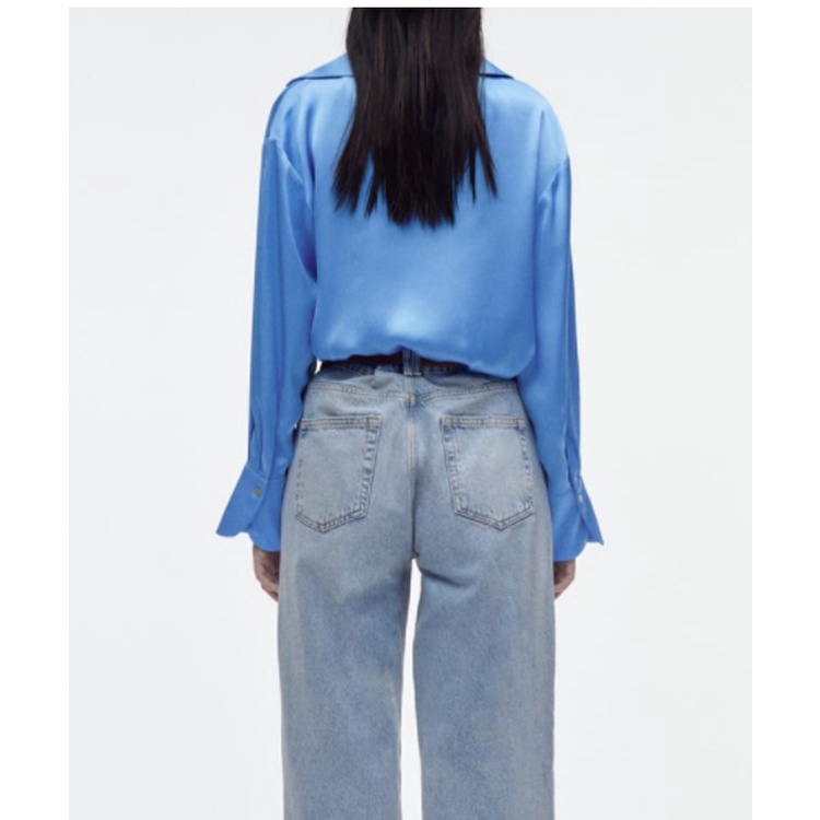 Áo Sơ Mi Lụa Satin Cổ V Đóng Cúc Thời Trang Mùa Xuân Zara 232197226