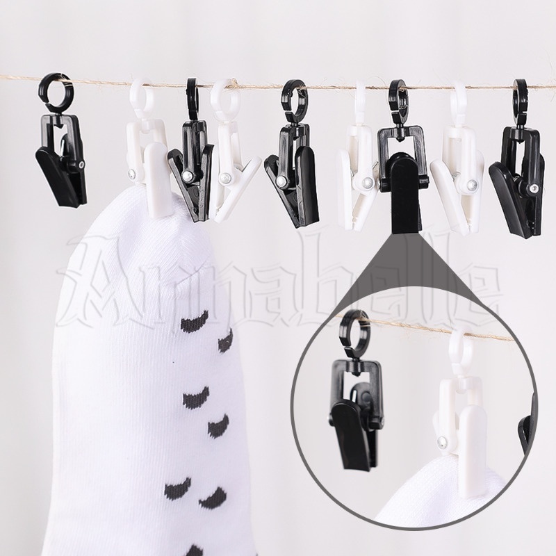 Kẹp lưu trữ tất chống gió và chống rơi / kẹp nhựa có thể xoay 360 độ cho quần áo và mũ / kẹp móc rèm mini / kẹp lưu trữ mũ đa chức năng