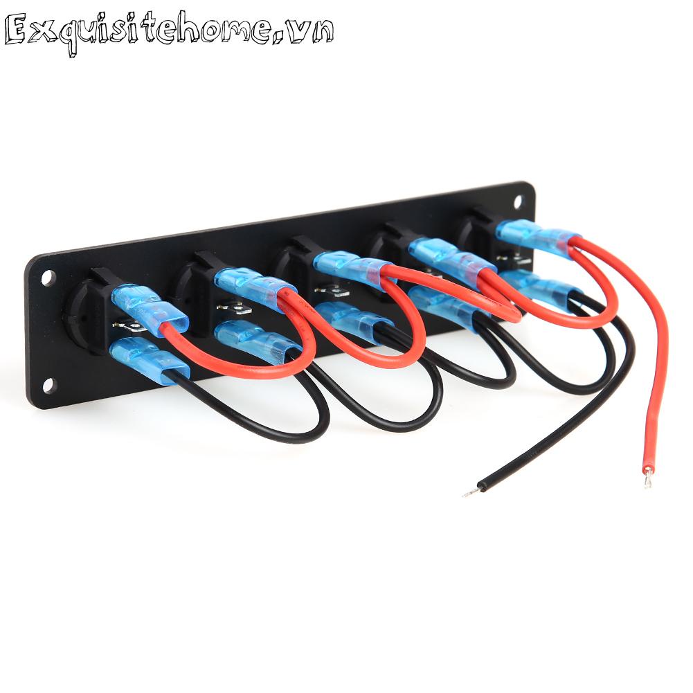 Bảng điều khiển công tắc rocker led 5 gang màu xanh không thấm nước 12v 20a 24v 10a cho thuyền ô tô