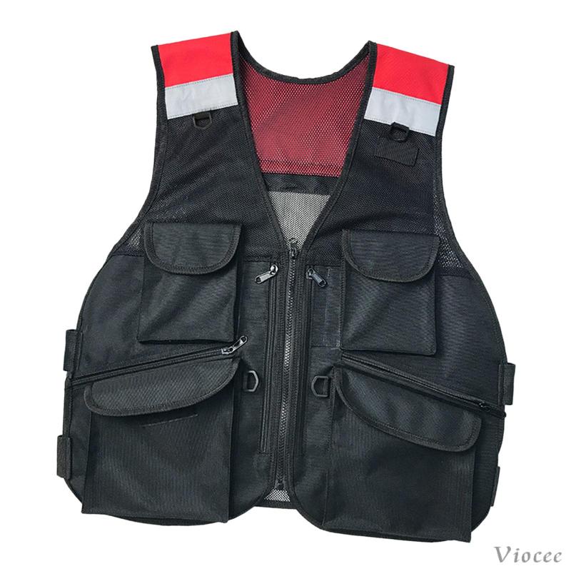 Áo vest an toàn xây dựng vest dây kéo phía trước có túi khả năng hiển thị cao vest an ninh để chạy xe máy đi xe máy giao thông
