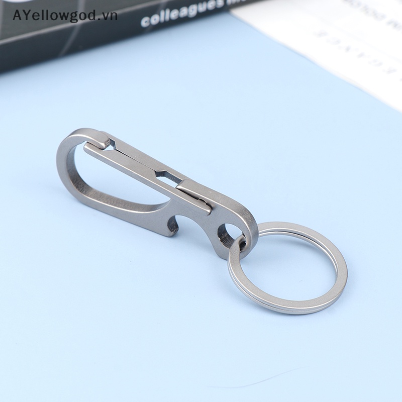 Ayellowgod 1pc titanium alloy carabiner multi-function keychain outdoorwaist treo chain ring buckle beer bottle opener tool vn