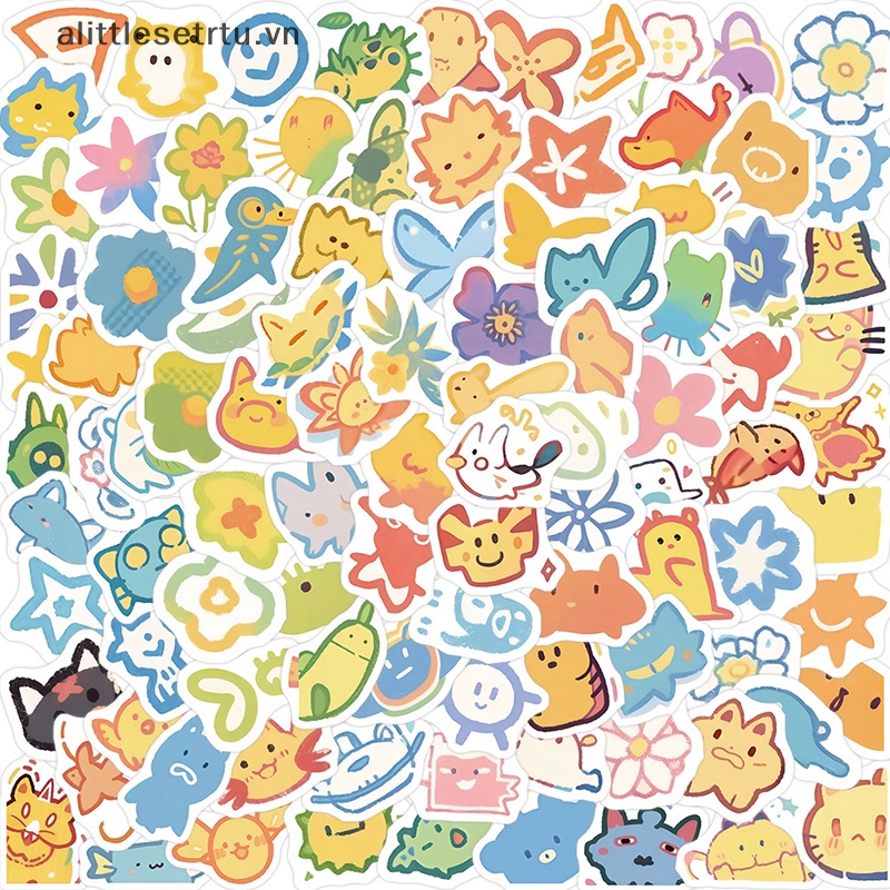 Bộ 100 Miếng Dán Trang Trí Chống Thấm Nước Nhiều Màu Sắc Dễ Thương vn