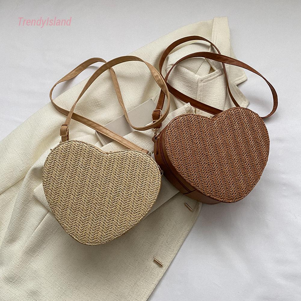 Túi rơm hình trái tim tình yêu dành cho phụ nữ túi đeo vai túi xách thiết kế sang trọng túi xách tote đi biển mùa hè đi nghỉ mát bolsas 2023
