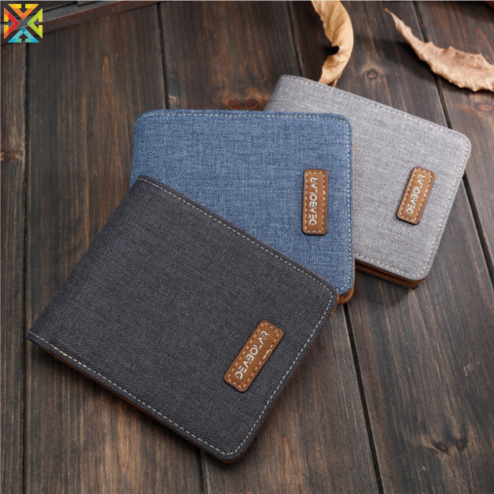 Ví ngắn nam denim họa tiết vải nam thanh niên ultra-thin ví nam nhỏ dành cho sinh viên phiên bản hàn quốc ví