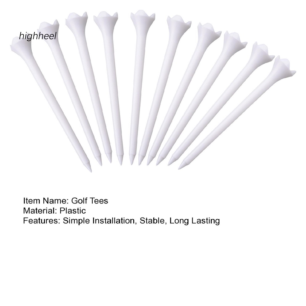 Nhựa golf tee golf practice aid 10pcs độ ổn định cao golf tees hỗ trợ đào tạo có thể tái sử dụng bền cho các cú sút dài lắp đặt đơn giản phụ kiện chơi gôn hoàn hảo