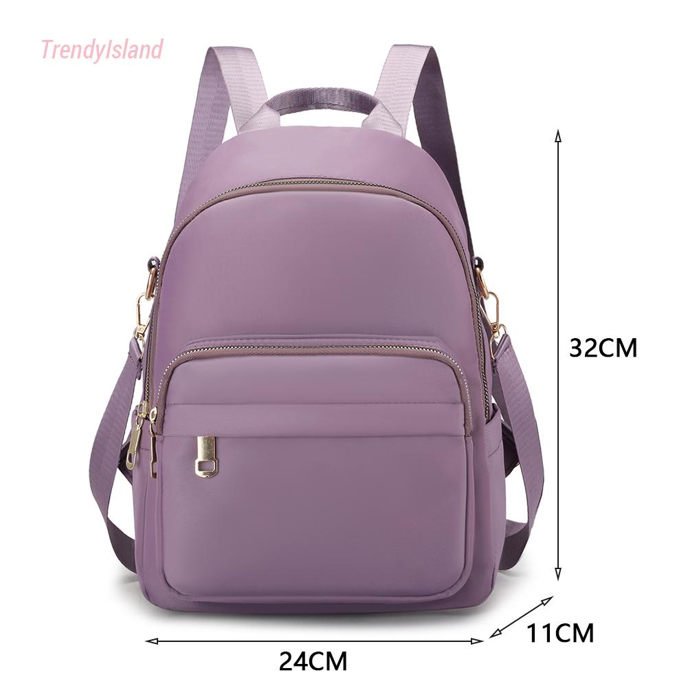 Nữ nylon rắn màu ba lô dây kéo túi đựng máy tính xách tay dung tích lớn  #