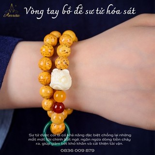 Vòng tay bồ đề sư tử hóa sát - vòng tay chuỗi hạt phật giáo - bạch ngọc bồ đề áo lam đi chùa nữ - đồ lam - amrita
