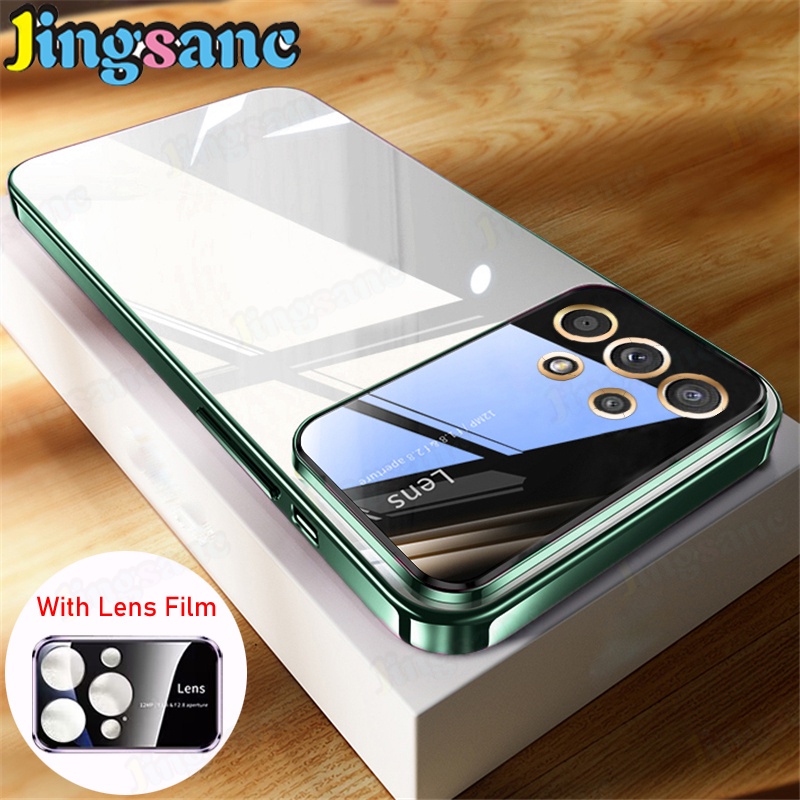 Vỏ điện thoại cho samsung galaxy a73 5g big view electroplating case with built-in lens film protection soft tpu air cushion cover chống sốc samsung a73 5g a31-1