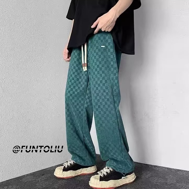 Quần Dài Họa Tiết Sọc Caro Phong Cách vintage Thời Trang Mùa Hè