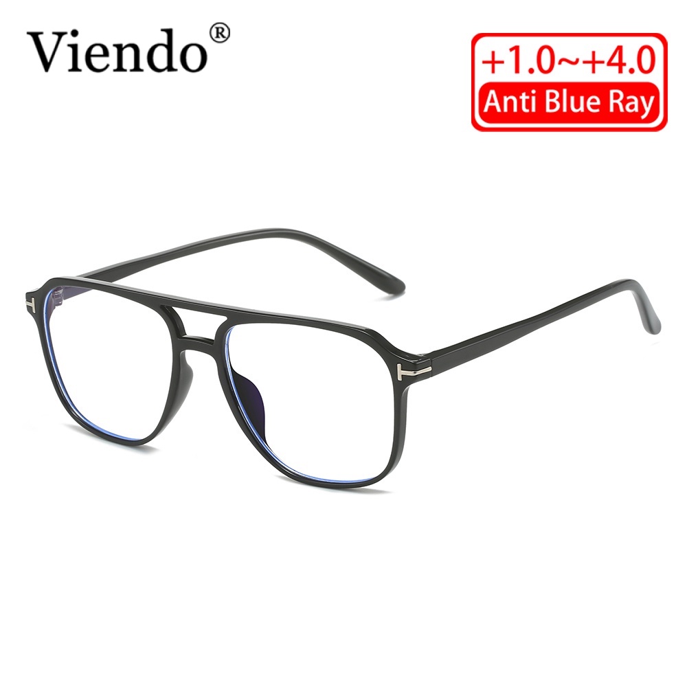 Kính Mắt Đọc Sách VIENDO Kính Cận Gọng Đa Giác Chông Tia UV400 Chống Bức Xạ Ánh Sáng Xanh Thời Trang Cho Nam Nữ Kính Cận Có Độ +1.00/+1.50/+2.00/+2.50/ +3.00/+3.50/+4.00