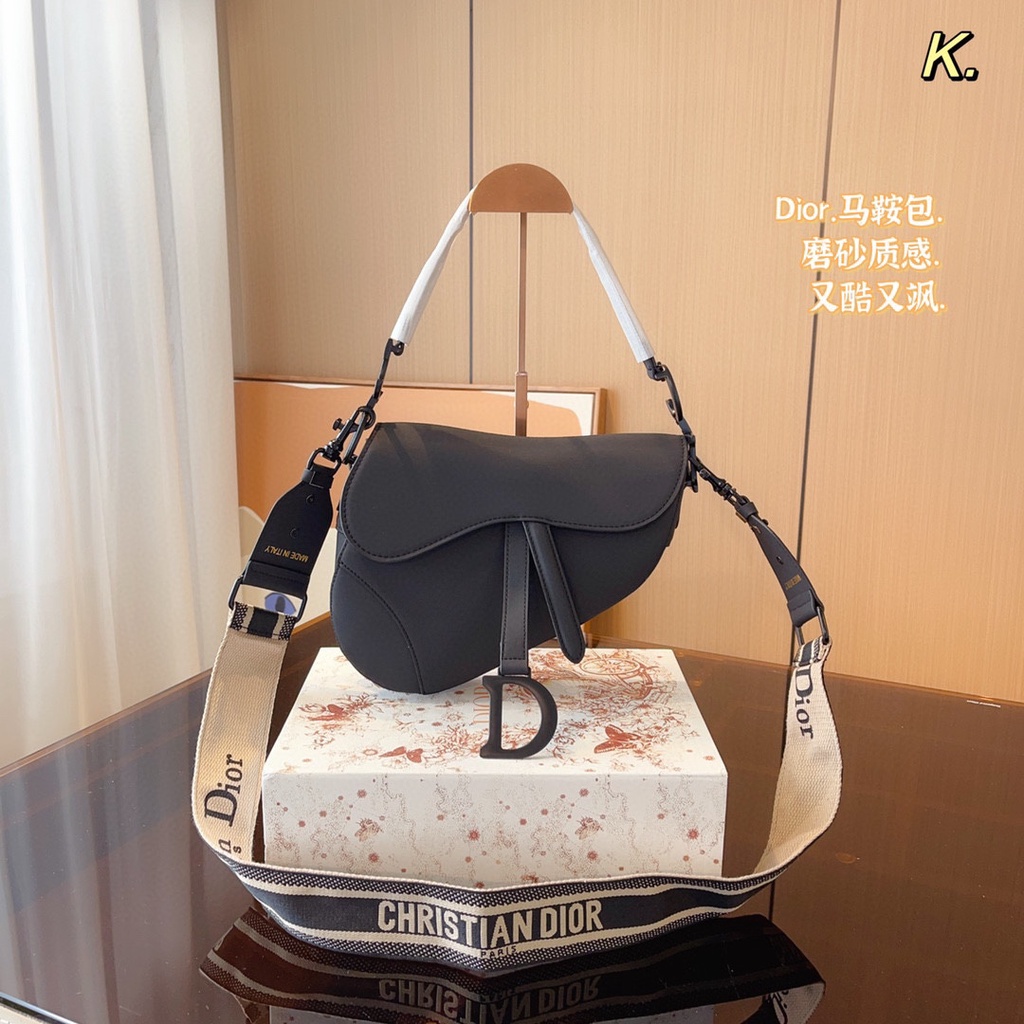 D new frosted saddle bag thời trang nữ cổ điển túi đeo vai túi xách messenger (có hộp)