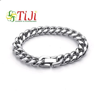 Lắc tay nam nữ inox thép không gỉ xích Cuban basic 12mm  khóa bấm