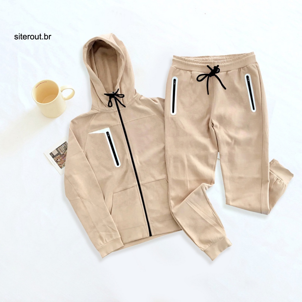 St dây kéo mở áo khoác unisex áo khoác quần bộ mùa xuân mùa thu áo khoác có mũ trùm đầu bộ quần áo thể thao unisex mềm mại với dây rút thun eo dài tay và túi cho các cặp đôi