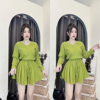 Set đồ bộ đùi lửng tay dài (Gugumi đồ bộ nữ, đồ ngủ nữ)