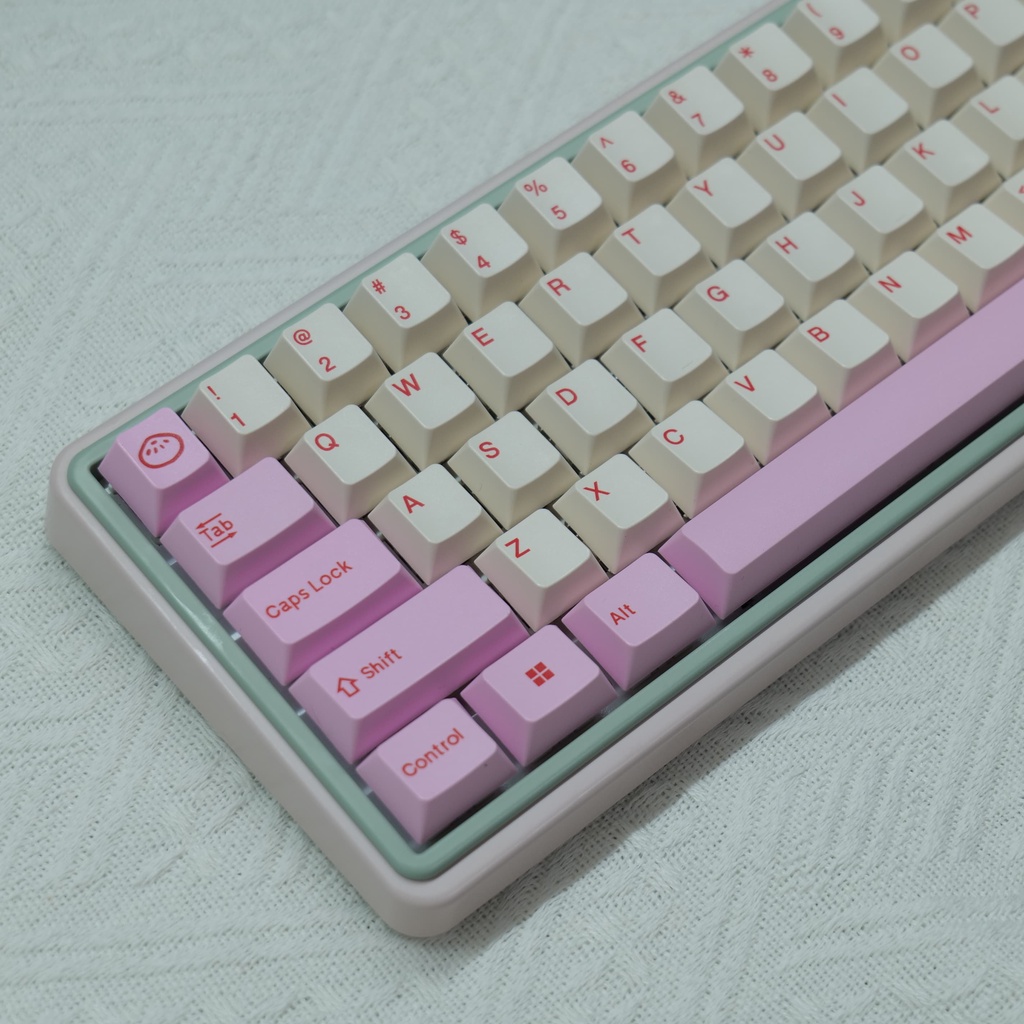Rim keycaps cherry profile nữ tính màu hồng pbt dye bàn phím cơ phụ keycap