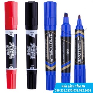 Bút lông dầu deli không xóa được 2 đầu 2 kích thước s555/ u10430 màu xanh/đen/đỏ