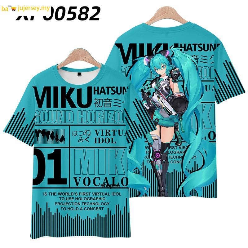 Hatsune miku fashion men's and women's t-shirt hot selling short sleeve sports t-shirt original 3d t-shirt two-dimensional short-sleeved male japanese cartoon print half-sleeved