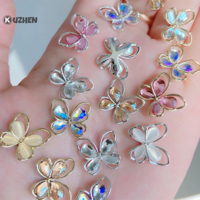 Kuzhen 5 cái thiết kế mới bướm rỗng móng tay ch đồ trang sức 14,5x13mm bướm móng tay hợp kim thạch cho móng tay nguồn cung cấp 3d nóng