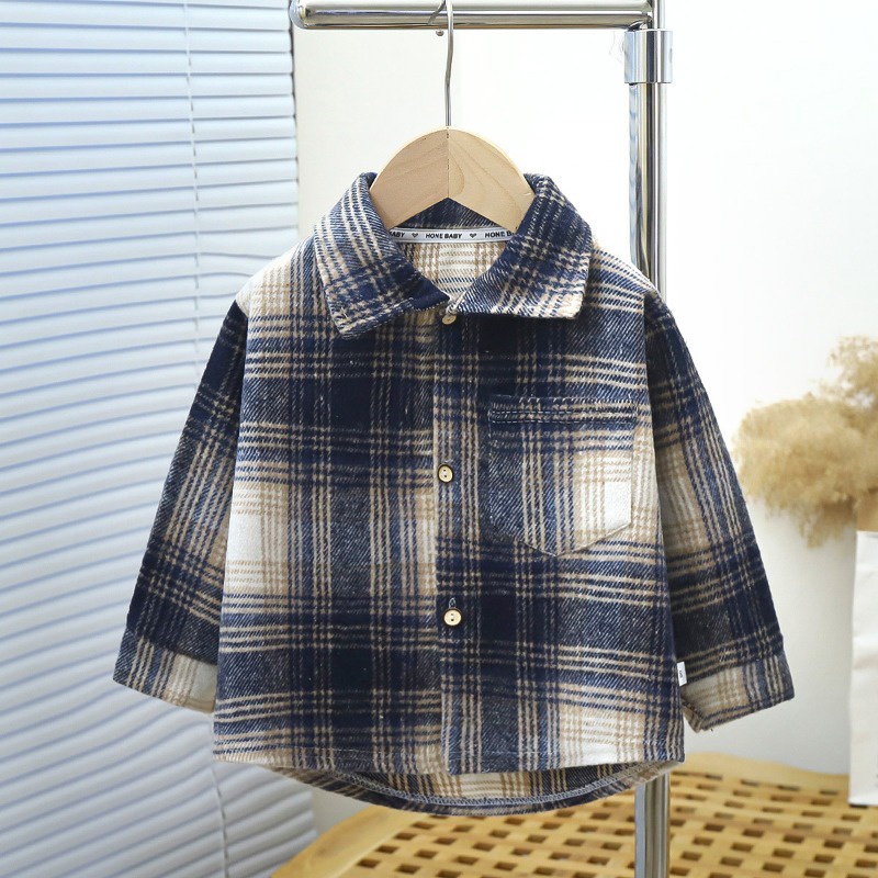 90-160cm phiên bản hàn quốc áo sơ mi dài tay cho trẻ em mùa xuân thu bé trai bé gái thời trang phong cách phương tây áo khoác kẻ sọc áo khoác sẵn sàng vận chuyển nhanh