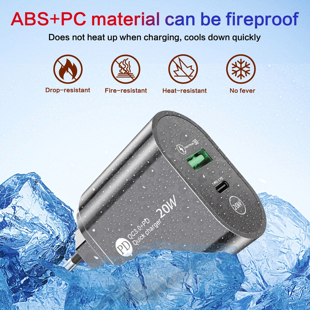 Nhà máy bán buôn sạc nhanh 12wpd bộ sạc điện thoại di động đầu sạc nhanh bộ chuyển đổi type-c