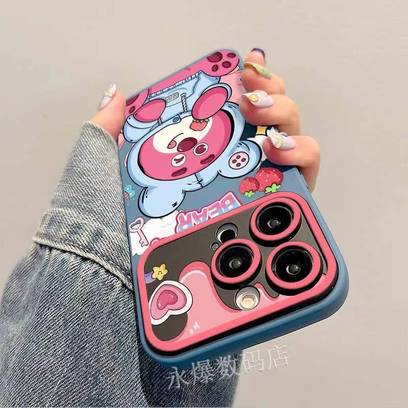 Ốp Điện Thoại Dẻo Họa Tiết Gấu & Dâu Tây Dễ Thương Cho iphone13pro12 / 11 7p 3qoy 14promax