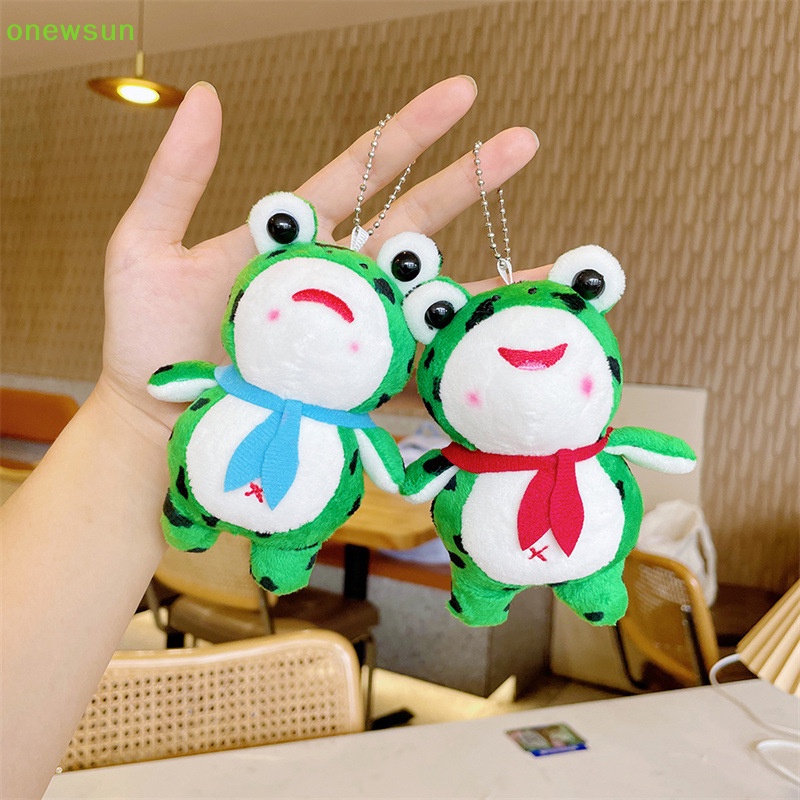 Onewsun phim hoạt hình búp bê ếch nhồi bông móc khóa phụ nữ dễ thương sang trọng túi động vật ếch mặt dây chuyền chìa khóa cho bé gái quà tặng móc khóa xe mới