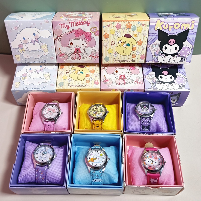Sanrio hello kitty watch kuromi cinnamoroll kawaii quartz thời trang bình thường my melody đồng hồ đeo tay phụ nữ cô gái trẻ em đồ chơi sinh nhật
