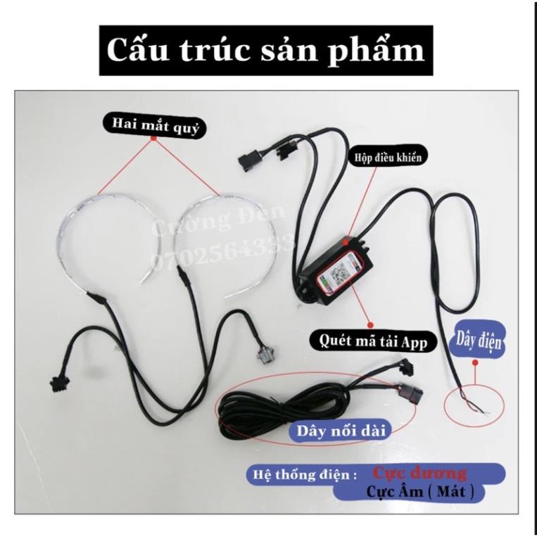 Vòng LED Mắt quỷ  chỉnh mầu qua App trên điện thoại