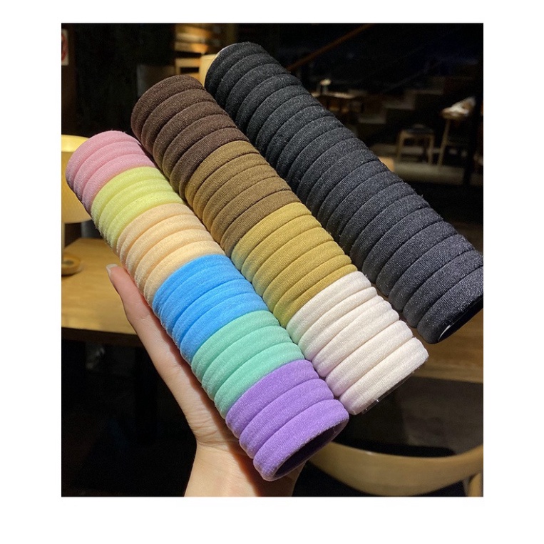 1 dây chun buộc tóc trơn màu Vintage co giãn mềm mại phong cách Hàn Quốc,