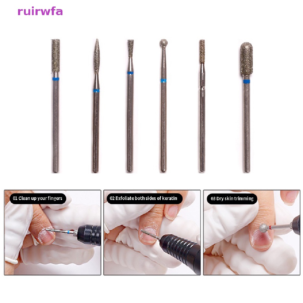 Set 6 Mũi Khoan Kim Cương Chuyên Dụng Cho Máy Mài Móng Tay Mới