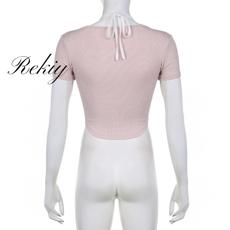 Áo Thun Dệt Kim Tay Ngắn Phối Ren Thời Trang 2023 Cho Nữ