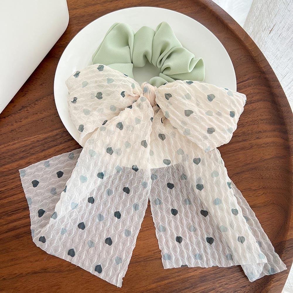 Dây Buộc Tóc Cao Su Co Giãn Phối Lưới Thắt Nơ Phong Cách Pháp Thanh Lịch Cho Nữ