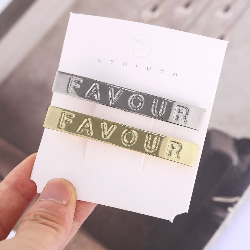 Kẹp Tóc Dài Màu Vàng Kim In Chữ Tiếng Anh Đơn Giản Thời Trang Phong Cách Hàn Quốc Cho Nữ