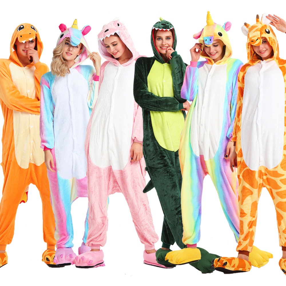 Bộ Đồ Ngủ Liền Thân Hóa Trang Khủng Long / Stitch / Pikachu Hoạt Hình Đáng Yêu Cho Nam Và Nữ