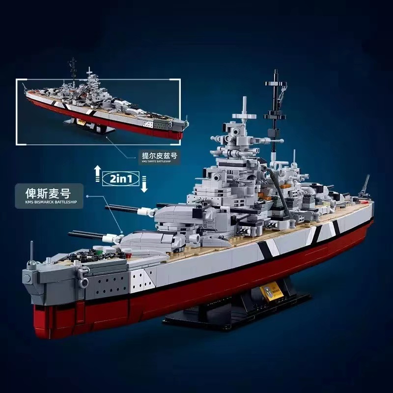Đồ chơi Lắp ráp Mô hình Tàu chiến hạm Đức Bismark  thuyền chiến  Sluban B1102 Warship