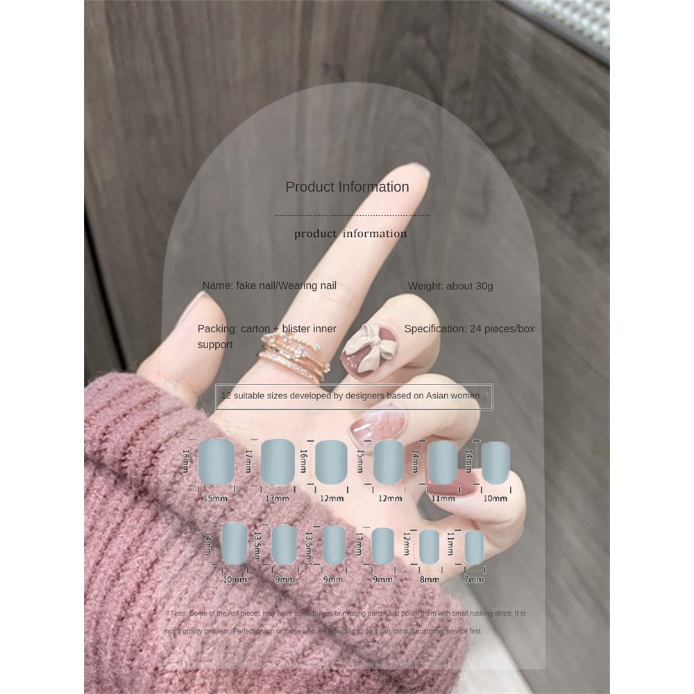 Bộ 24 Móng Tay Giả Ngắn Chống Nước Thời Trang Dễ Thương