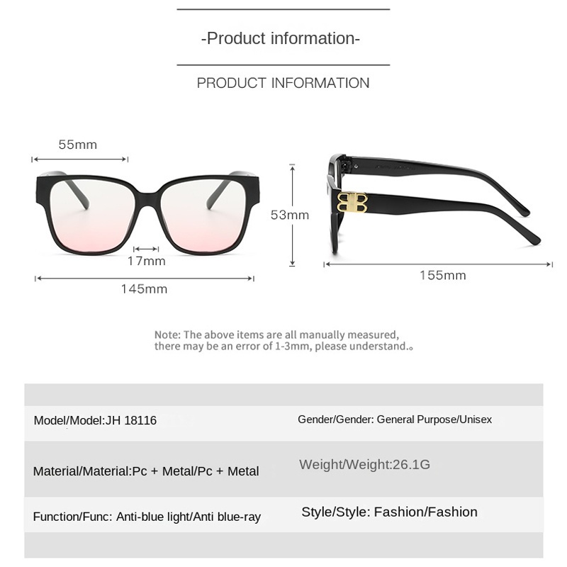 Kính Mát Gọng Vuông Chống Ánh Sáng Xanh Chống Bức Xạ Phong Cách Hàn Quốc Cho Nam Và Nữ
