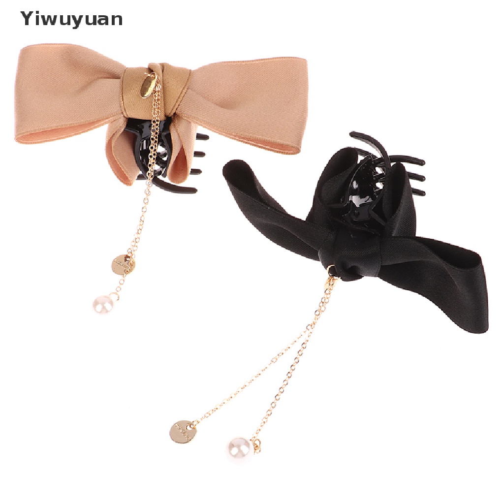 < Yiwuyuan > Kẹp Tóc Càng Cua Đính Hạt Ngọc Trai Và Kim Loại Chiffon Thanh Lịch Ngọt Ngào Trang Trí Tóc