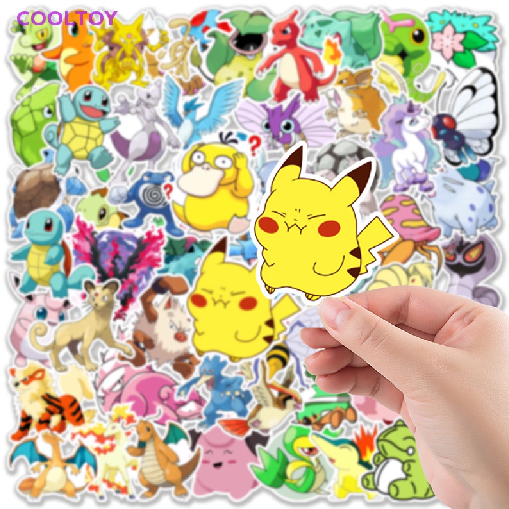 Cooltoy Bộ 50 Miếng Dán Hoạt Hình Pokemon Chống Thấm Nước Kawaii