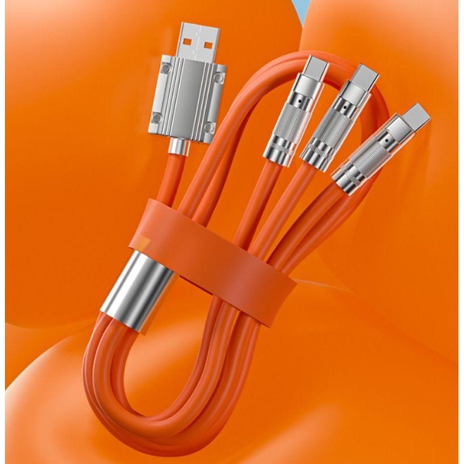 Dây Cáp Sạc Nhanh 3 Trong 1 6A Bằng Hợp Kim Kẽm Và silicone