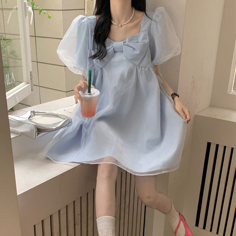 IELGY  Đầm Dáng Chữ a Phối Lưới Thời Trang Cao Cấp Cho Nữ