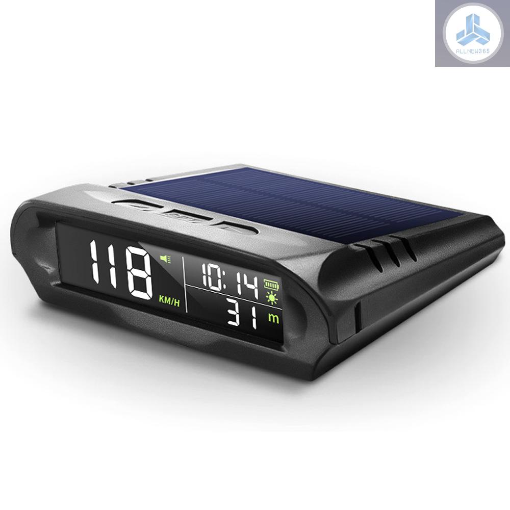 Car Wireless HUD Headup Display Solar GPS Digital Speedometer with LCD Screen Overspeed Alarm KMH/MPH Time/Altitude/Temperature/Speed Display