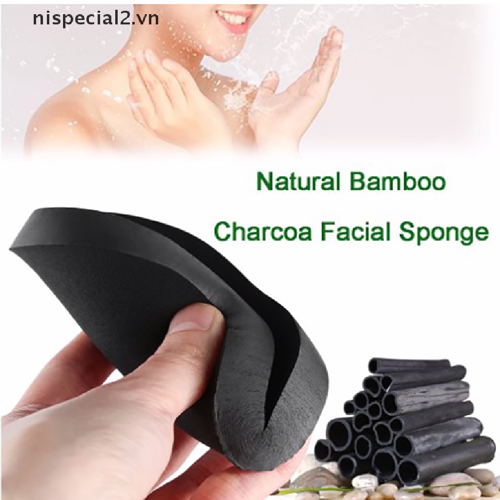 Mút Rửa Mặt Than Tre Hoạt Tính Màu Đen Làm Sạch Lớp Trang Điểm
