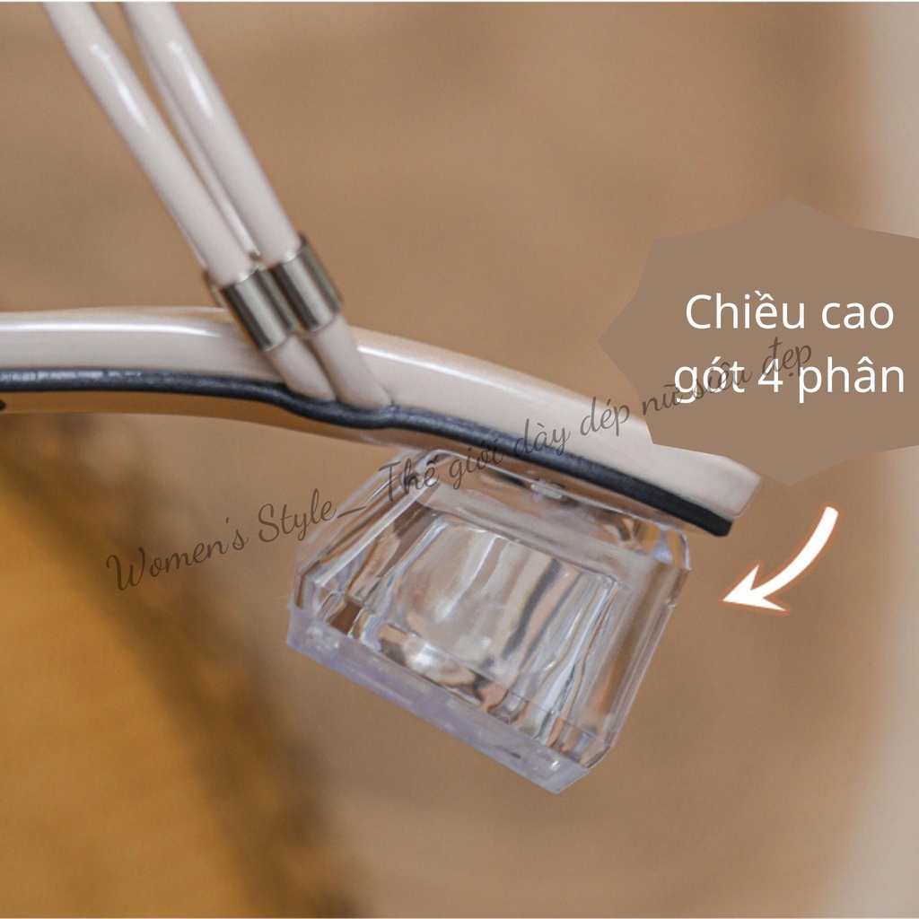 Sandal 2 dây gót trong 4 phân quai bèo đi được 2 kiểu màu trắng chuẩn size 35-39 mã TD28