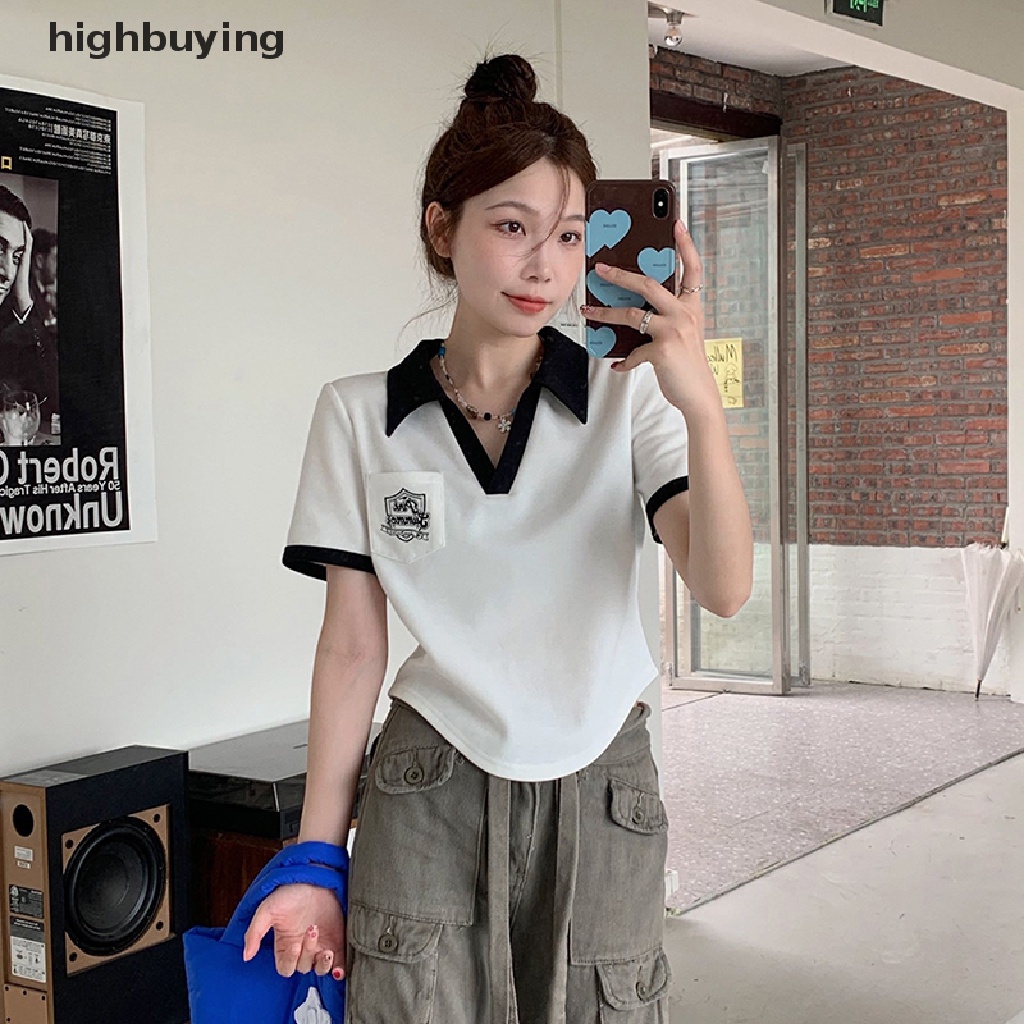 Áo polo Ngắn Tay Phối Túi Thời Trang Mùa Hè Dành Cho Nữ