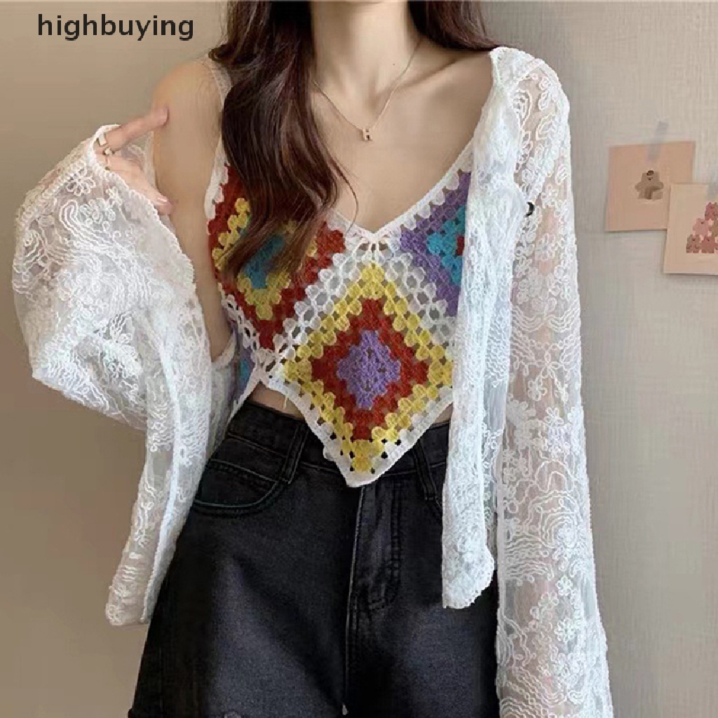 Áo Hai Dây Dệt Kim Cổ Chữ V Thêu Họa Tiết Phong Cách Retro Cho Nữ