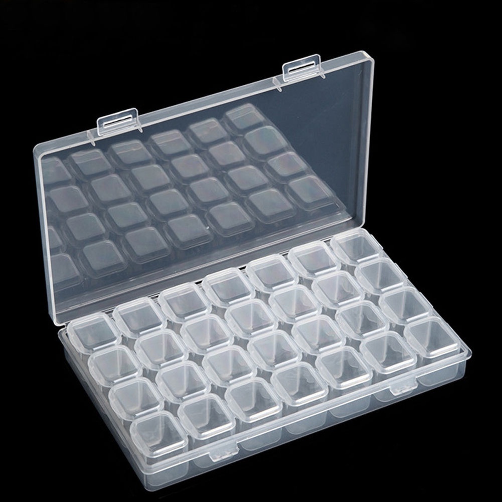 Hộp Nhựa Trong Suốt 28 Ngăn Đựng Hạt / Trang Sức / Trang Trí Móng Nghệ Thuật